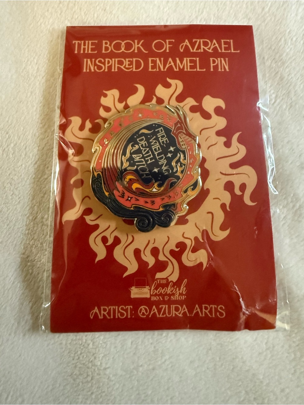 The Book of Azrael Inspired Enamel Pin — Red & Black